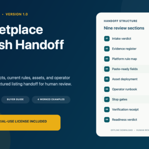 Marketplace Publish Handoff Pack digital download preview