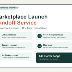 Marketplace launch handoff service with five deliverables