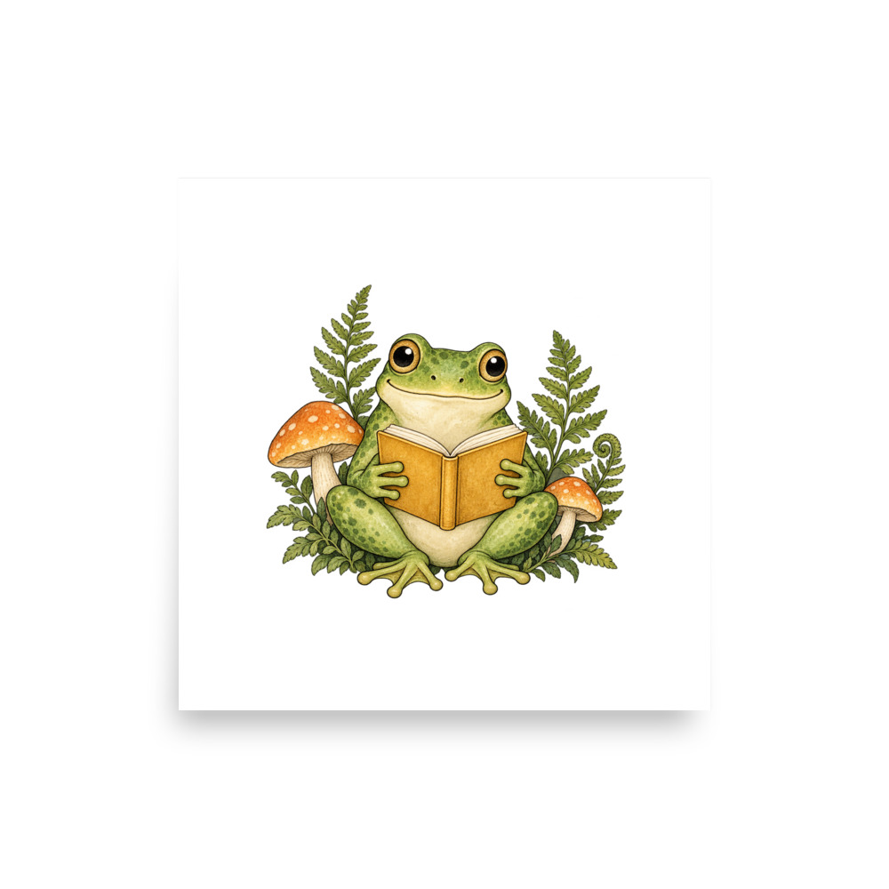 Supplier mockup of the Reading Frog paper print; Highland Cow is also available